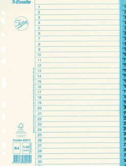 Pärmregister JOPA Papper A4 1-31, blå flik, 10st
