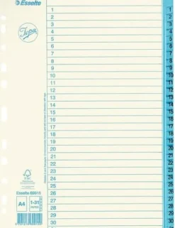 Pärmregister JOPA Papper A4 1-31, blå flik, 10st