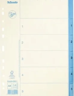 Pärmregister JOPA Papper A4 1-5, blå flik, 20st