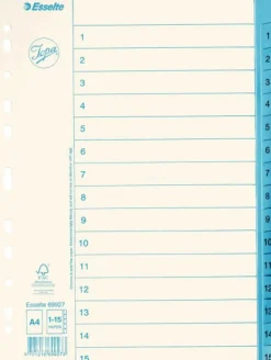 Pärmregister JOPA Papper A4 1-15, blå flik, 10st