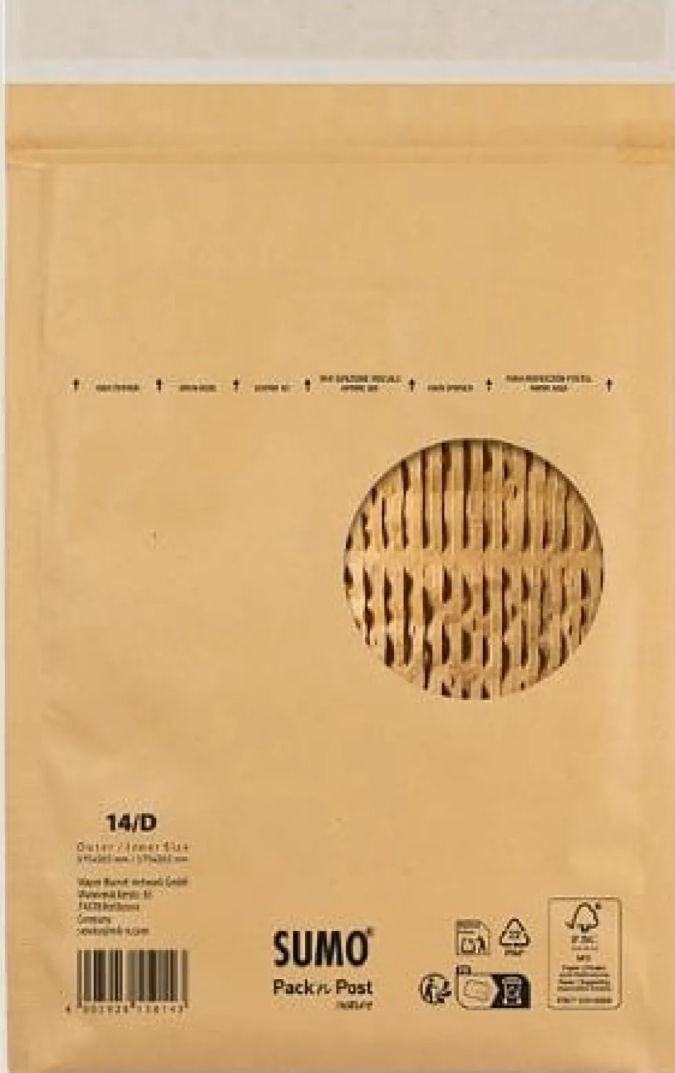 Påse vadderad SUMO 175x265mm brun 100/fp