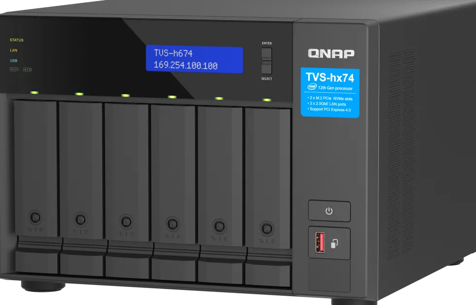 QNAP TVS-H674 - NAS-server - 6 fack - SATA 6Gb/s - RAID JBOD, 0,
