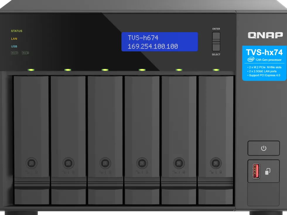 QNAP TVS-H674 - NAS-server - 6 fack - SATA 6Gb/s - RAID JBOD, 0,