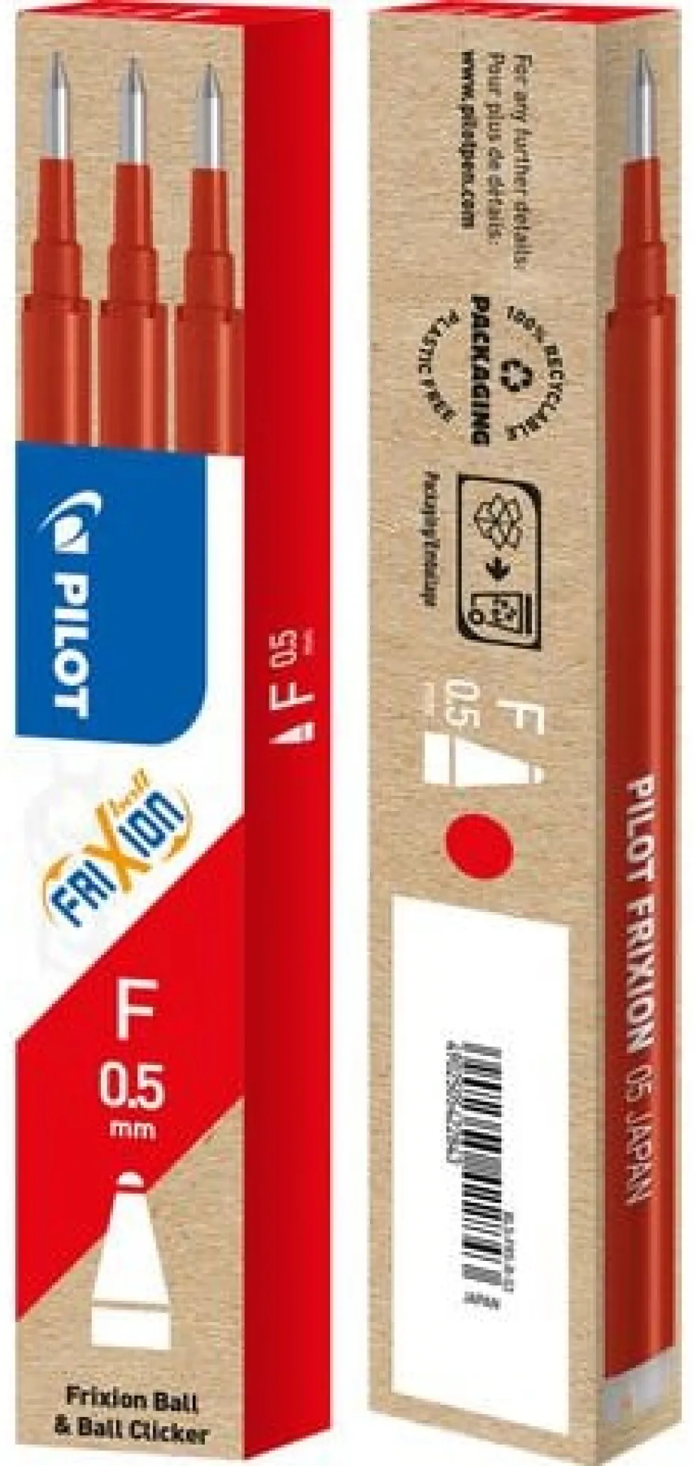 Refill PILOT Frixion 0,5mm röd 3/fp