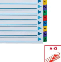 Register ESSELTE Mylar A4 A-Ö multifärgat