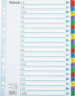 Register ESSELTE Mylar A4 A-Ö multifärgat