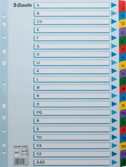 Register ESSELTE Mylar A4 A-Ö multifärgat