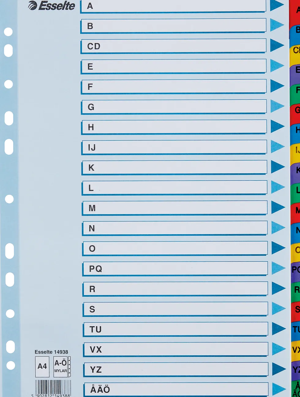 Register ESSELTE Mylar A4 A-Ö multifärgat