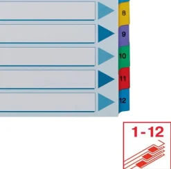 Register ESSELTE Mylar A4 1-12 multifärgat