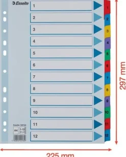 Register ESSELTE Mylar A4 1-12 multifärgat