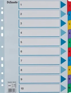 Register ESSELTE Mylar A4 1-10 multifärgat