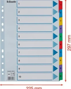 Register ESSELTE Mylar A4 1-10 multifärgat