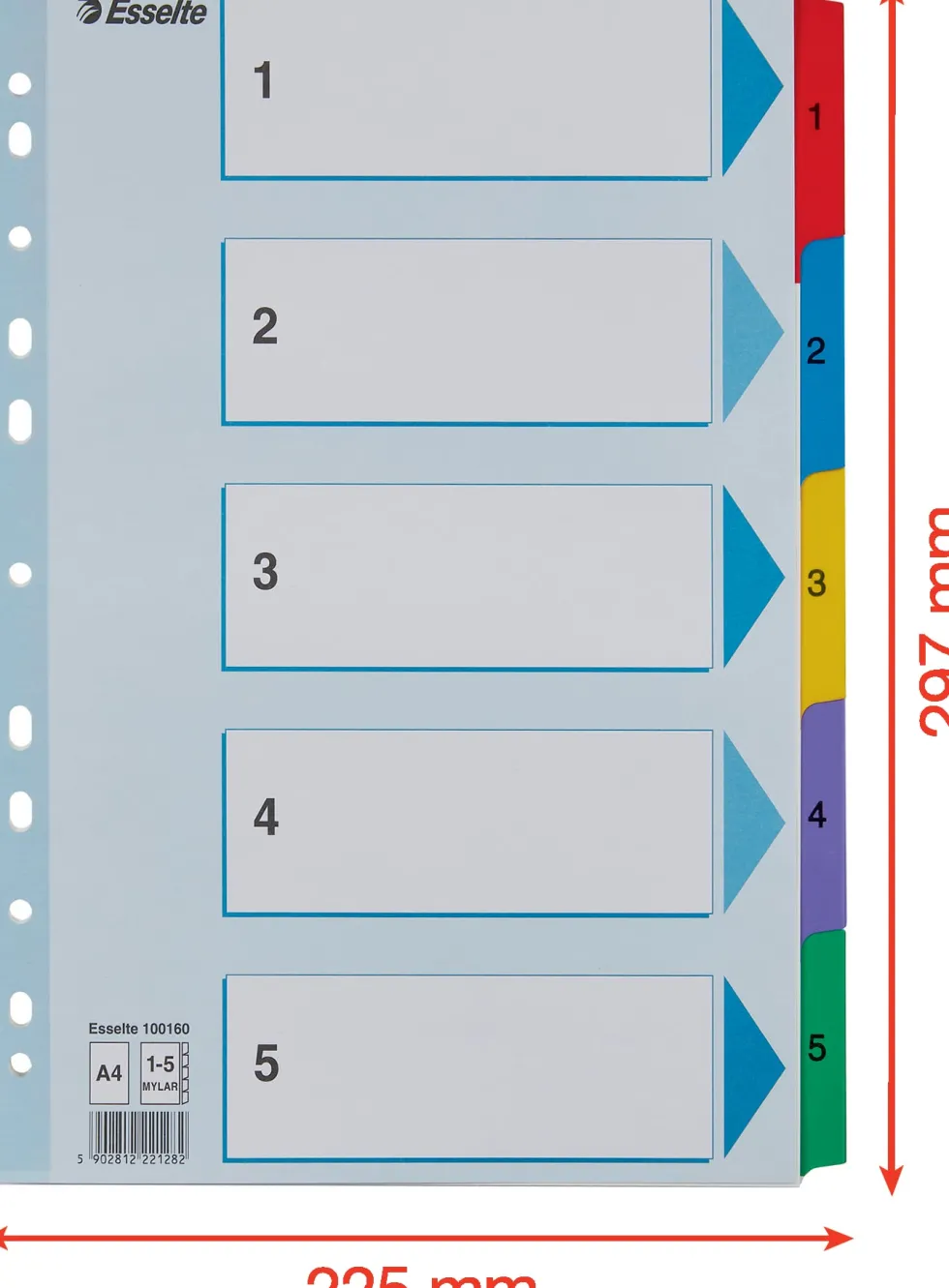 Register ESSELTE Mylar A4 1-5 multifärgat