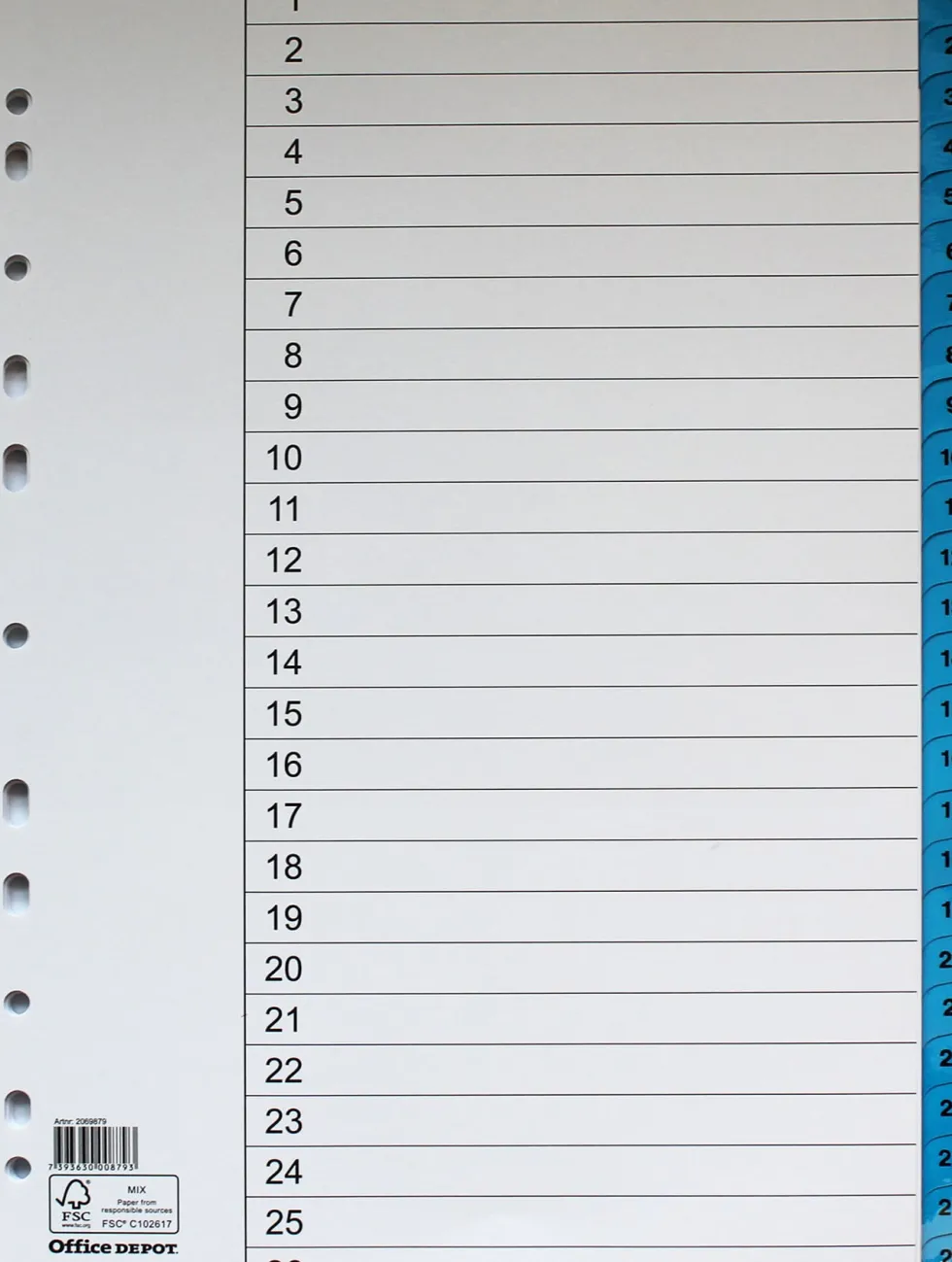 Register flikförstärkt A4 1-52