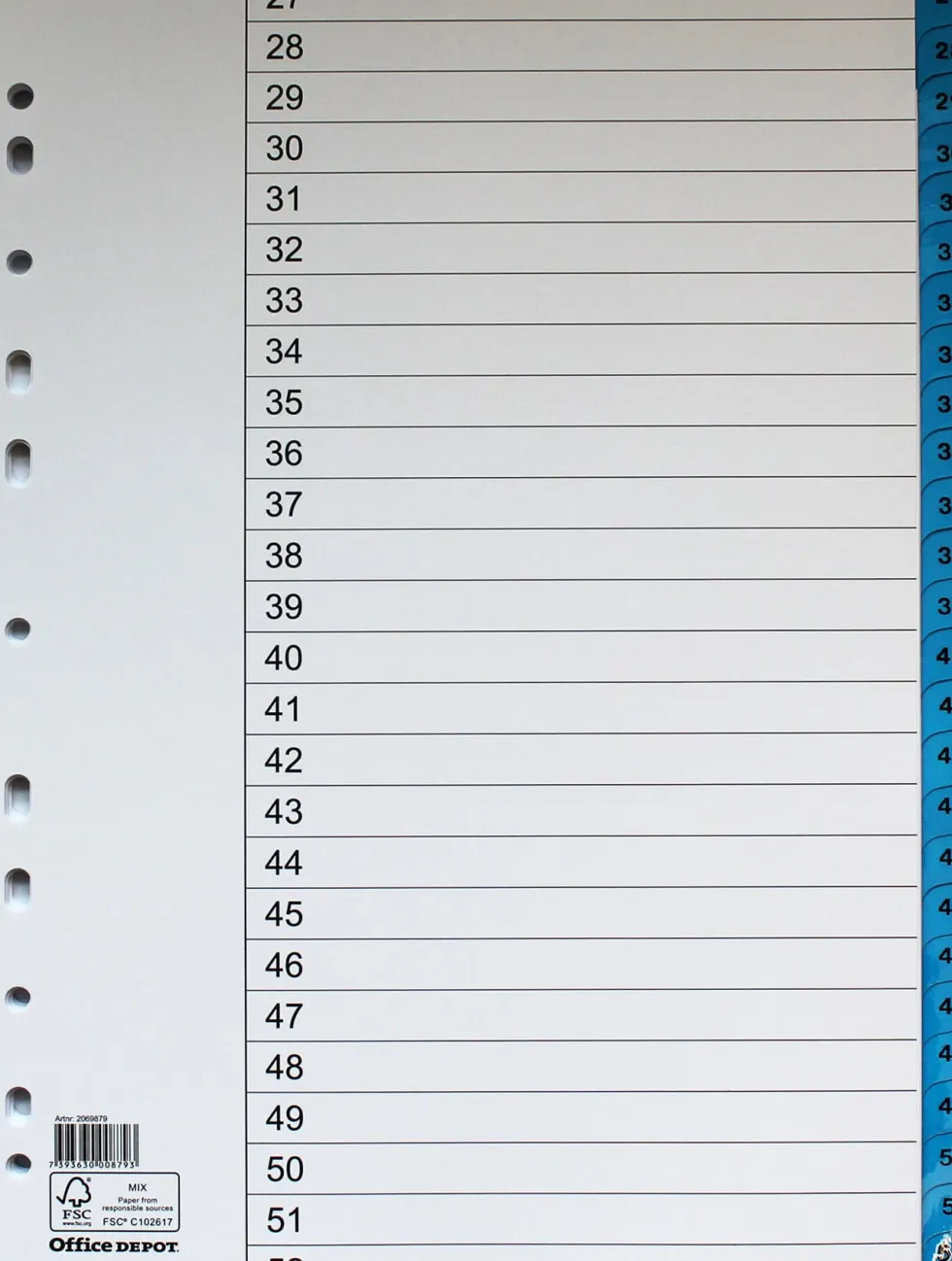 Register flikförstärkt A4 1-52