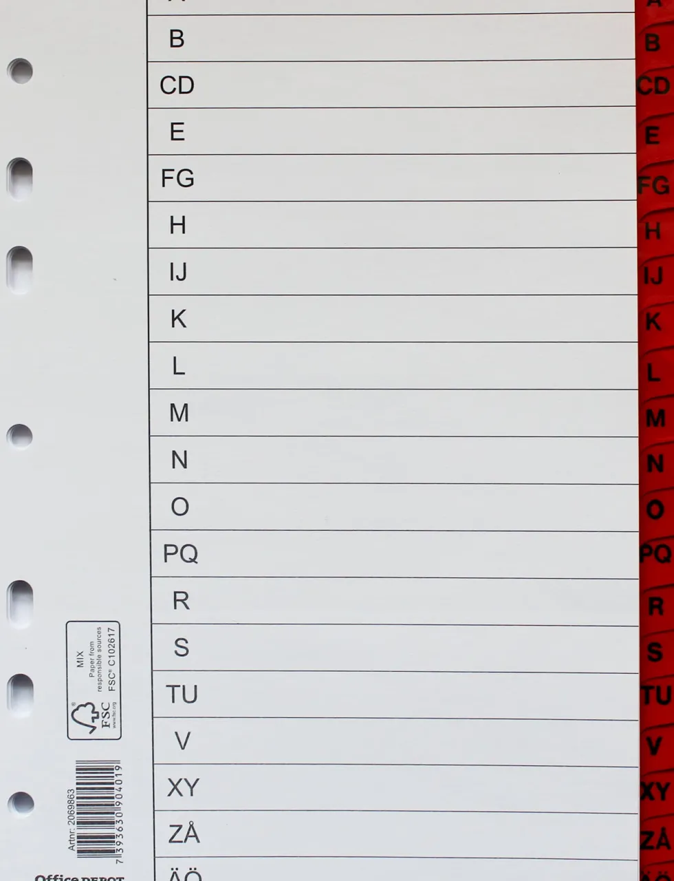Register flikförstärkt A5 A-Ö