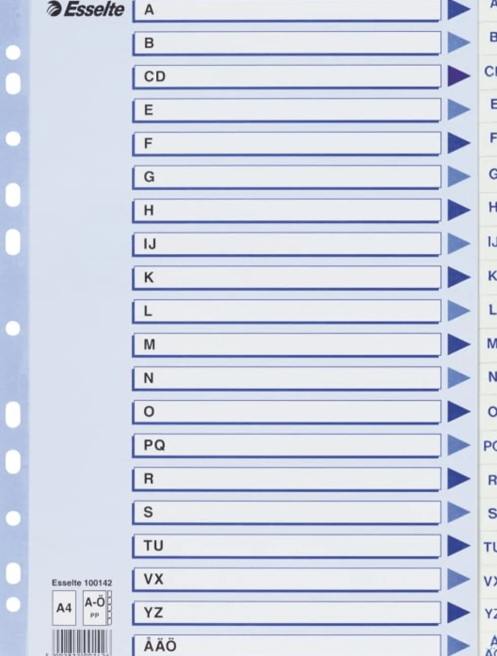 Register Non-Stop A4/A-Ö rubrikblad vit