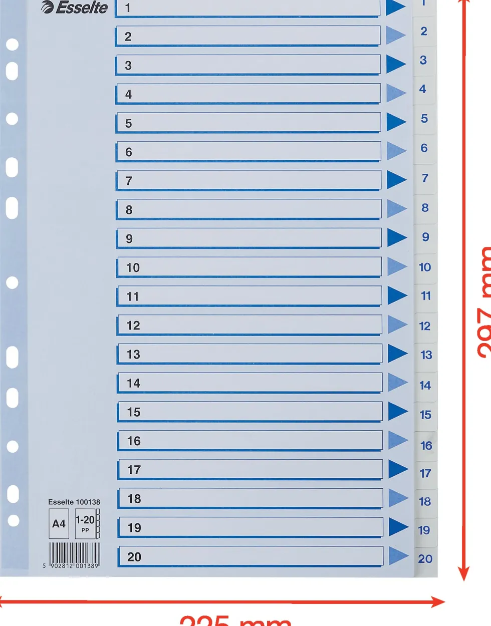Register Non-Stop A4/1-20 rubrikblad vit