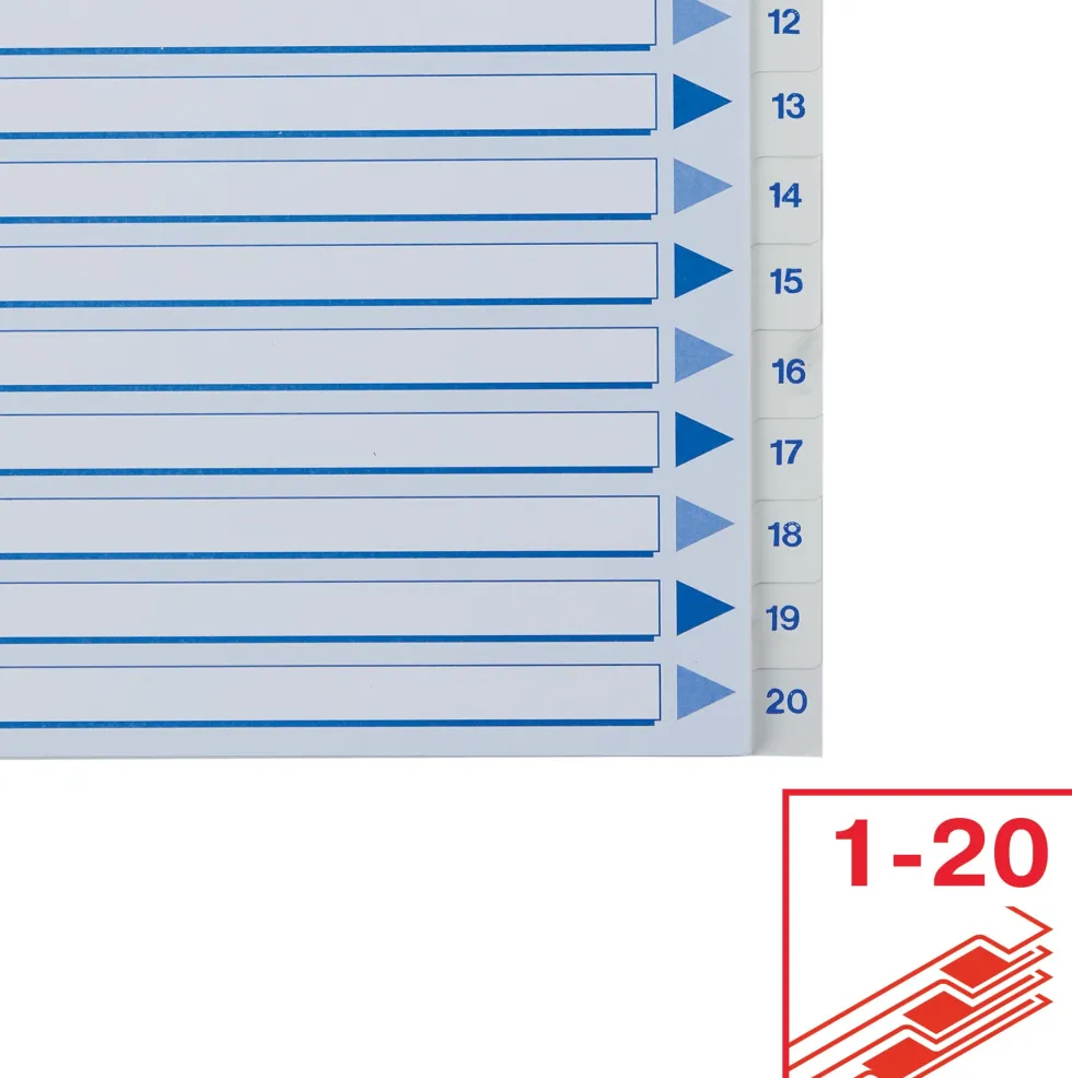 Register Non-Stop A4/1-20 rubrikblad vit