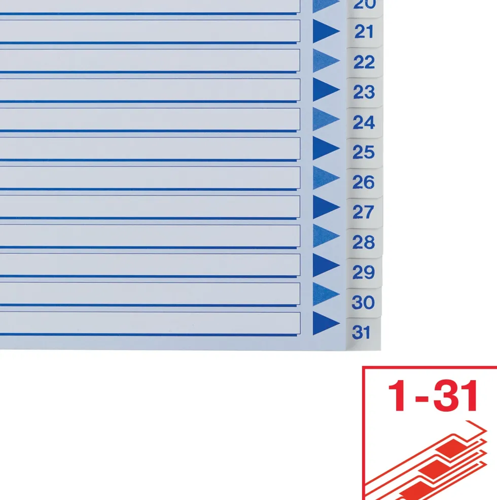 Register Non-Stop A4/1-31 rubrikblad vit