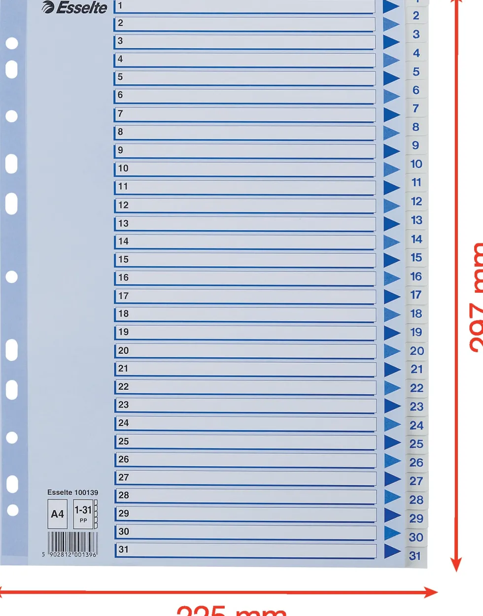 Register Non-Stop A4/1-31 rubrikblad vit
