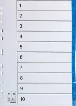 Register plastflik 1-10 blå 10/fp