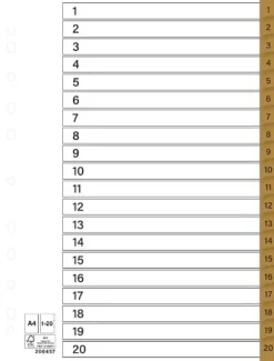 Register plastflik 1-20 brun 10/fp