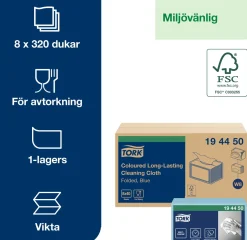 Rengöringsduk TORK Pre W8 blå 40/fp