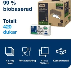 Rengöringsduk TORK W4 Kraftig Bio 105/fp