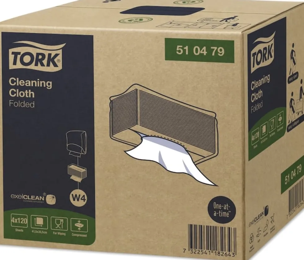 Rengöringsduk TORK W4 Mjuk vit 120/fp