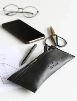 Rhodia flat pencilcase leather black