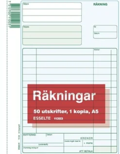 Räkning A5 med kopia, 2x50 blad, 5st