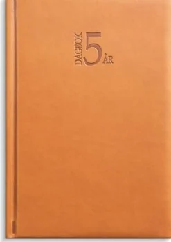 5-Årsdagbok Konstläder Cognac, en dag/sida, 142x205mm