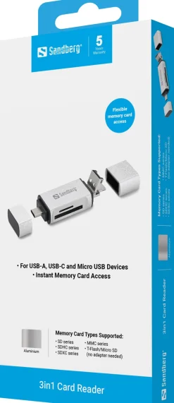 Sandberg Card Reader USB-C+USB+MicroUSB