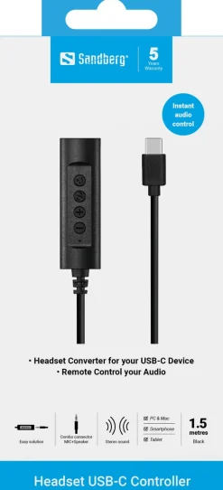 SANDBERG Headset USB-C Controller, 1.5m