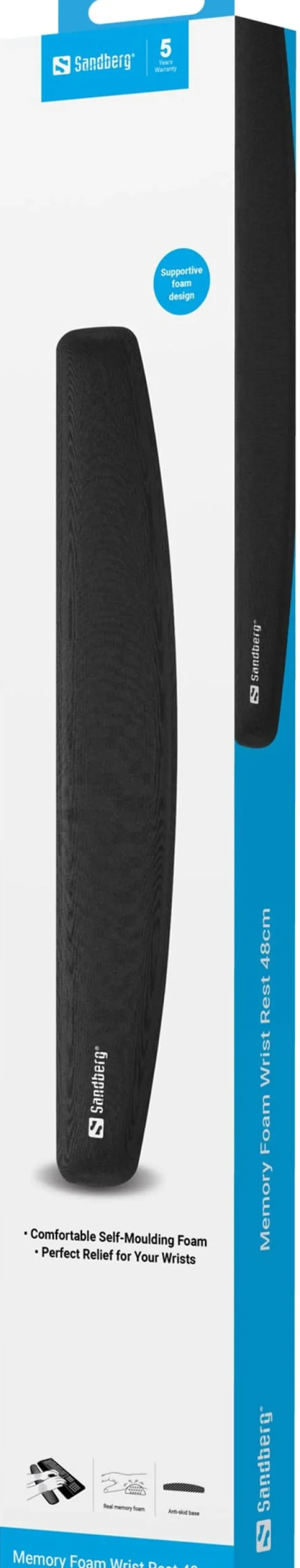 Sandberg Memory Foam Wrist Rest, Black (48cm)