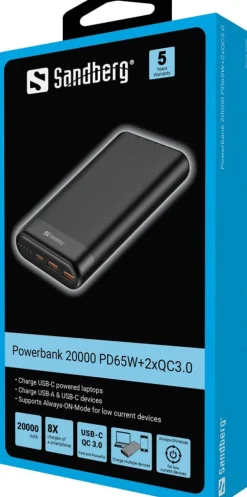 Sandberg Powerbank 20000 PD65W+2xQC3.0