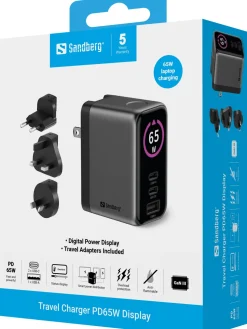 Sandberg Travel Charger PD65W Display