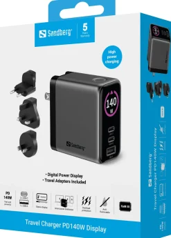 Sandberg Travel Charger PD140W Display