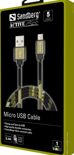 Sandberg USB-A to MicroUSB, Green Camouflage (1m)