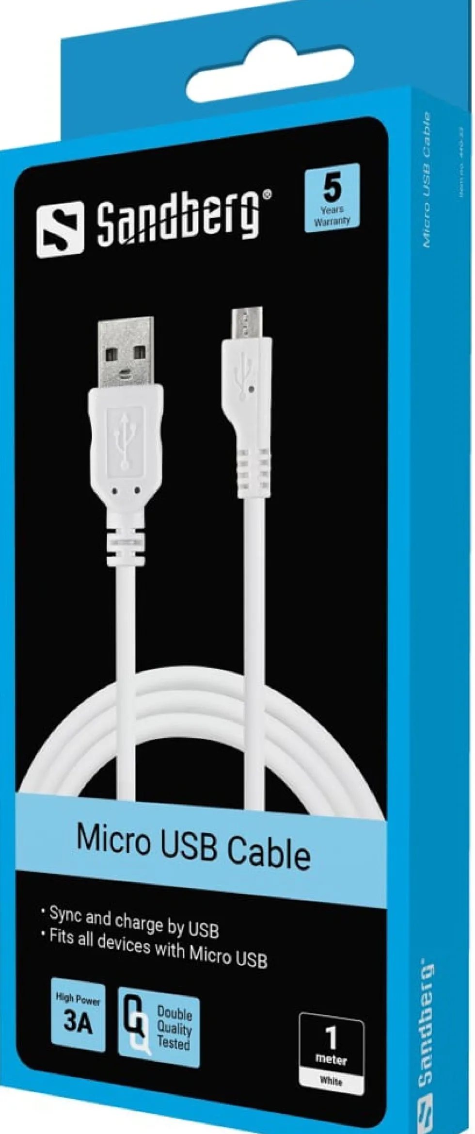 Sandberg USB-A to MicroUSB, White (1m)