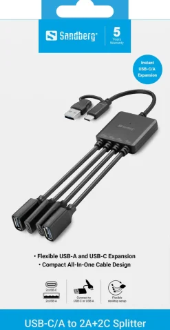 SANDBERG USB-C/A to 2A+2C Splitter
