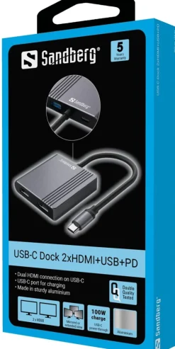 Sandberg USB-C Dock 2xHDMI+USB+PD
