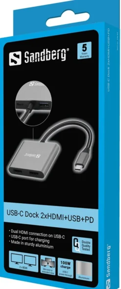 Sandberg USB-C Dock 2xHDMI+USB+PD