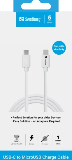 SANDBERG USB-C to MicroUSB Charge Cable 1m