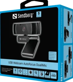 Sandberg USB Webcam Autofocus DualMic, Black