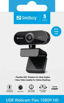 Sandberg USB Webcam Flex 1080P HD, Black