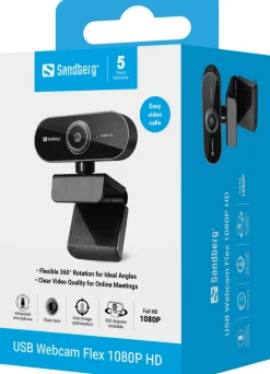 Sandberg USB Webcam Flex 1080P HD, Black