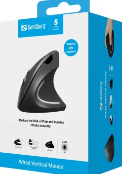 Sandberg Wired Vertical Mouse, Black