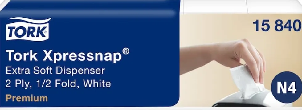 Servett för TORK dispenser Xpressnap N4, 2-lag, vit, 500/FP